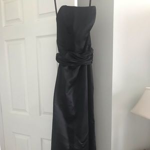 Strapless black evening gown